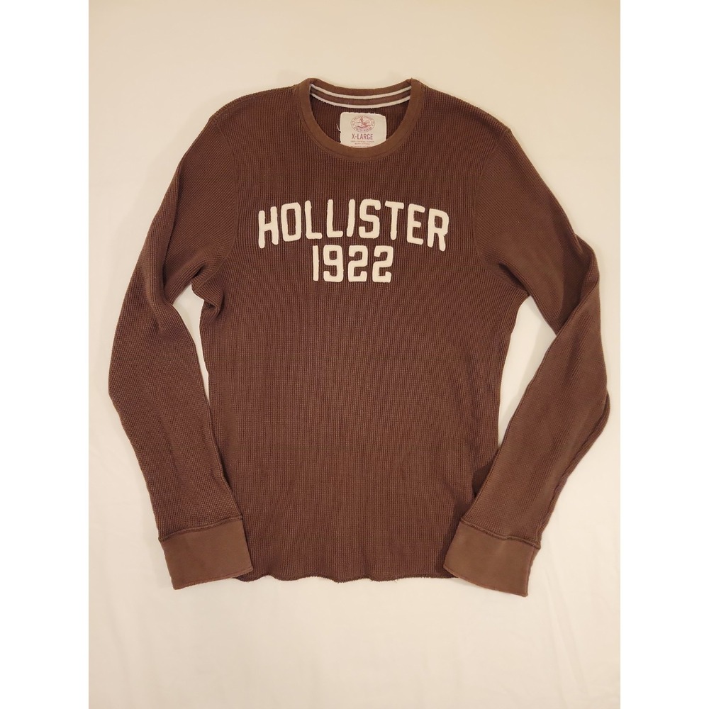 Hollister Vintage Y2K Thermal Size XL Waffle Knit Long Sleeve Brown